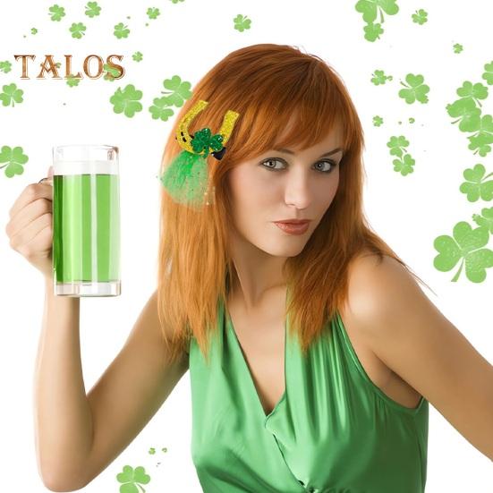 улица. Заколка для волос на День Святого Патрика, зеленая сетка разной формы с блестками, клеверная радуга, противоскользящая, изысканная, для праздника, вечеринки, украшения для волос, заколки для волос, ирландский день One Size C