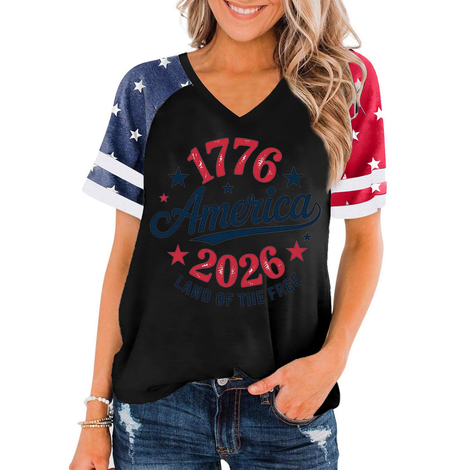 Women V Neck Short Sleeve Pullover T Shirt Casual Loose Fit Patriotic Print Independence Day Top L чёрный
Women V Neck Short Sleeve Pullover T Shirt Casual Loose Fit Patriotic Print Independence Day Top L чёрный