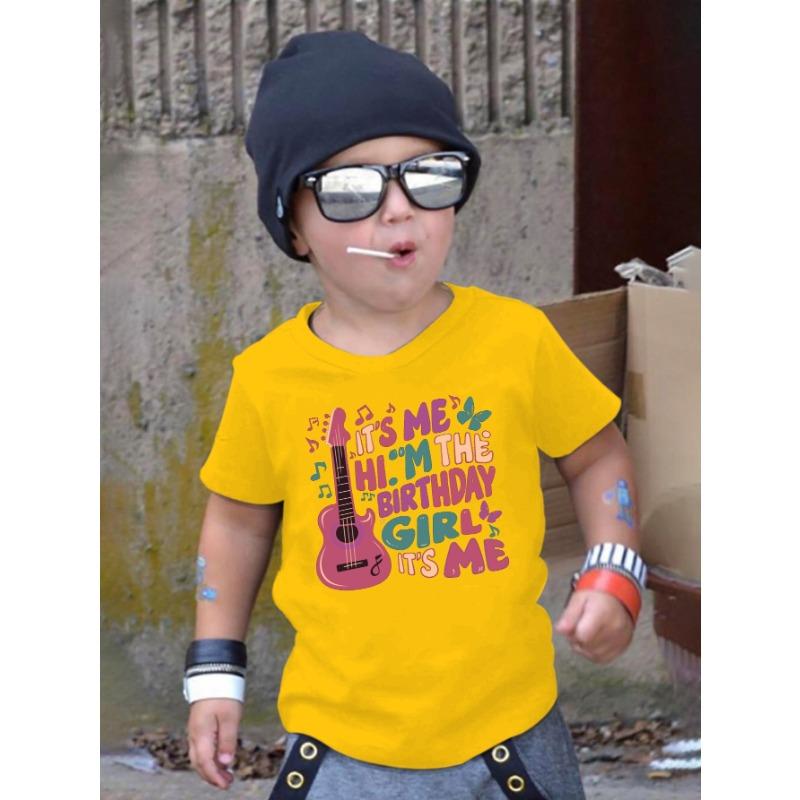 European size Boys round-neck short-sleeved T-shirt with guitar and personalized English pattern print 164cm жовтий
European size Boys round-neck short-sleeved T-shirt with guitar and personalized English pattern print 164cm жовтий