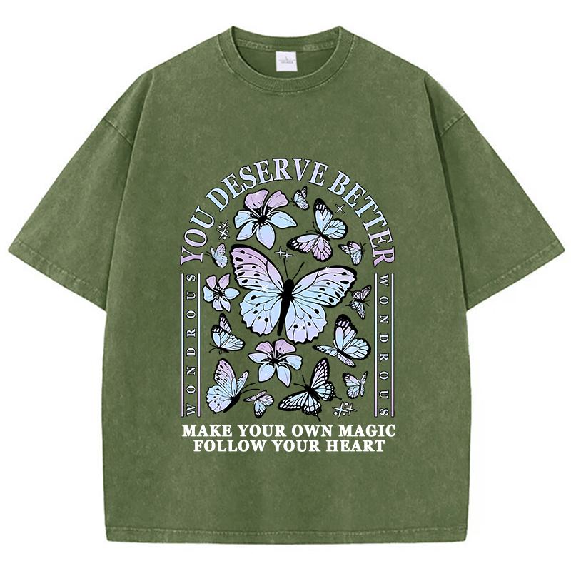 Fashion Women Washed TShirts You Deserve Better Beautiful Butterfly Printed Tops Cotton Oversize Crewneck Tees Street Clothes S
Fashion Women Washed TShirts You Deserve Better Beautiful Butterfly Printed Tops Cotton Oversize Crewneck Tees Street Clothes S