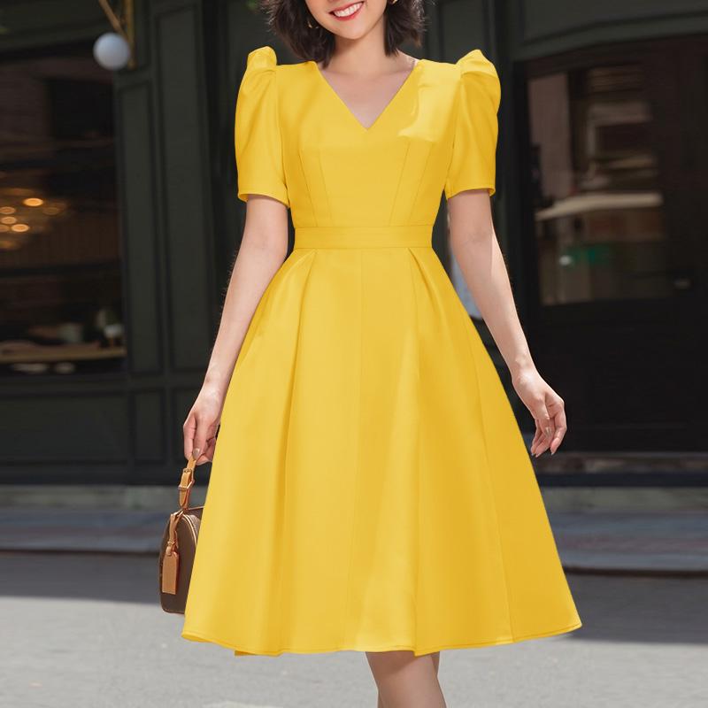 ZANZEA Women Elegant V-Neck Puff Short Sleeve Casual A-line Dress 2XL жовтий
ZANZEA Women Elegant V-Neck Puff Short Sleeve Casual A-line Dress 2XL жовтий