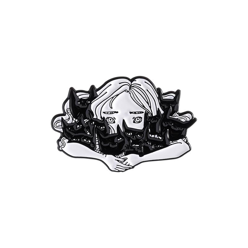Cute Black Cats with Girl Enamel Pin Cartoon Punk Kitties Animal Brooches Lapel Badge Jewelry Gifts For Cat Lovers Friends
Cute Black Cats with Girl Enamel Pin Cartoon Punk Kitties Animal Brooches Lapel Badge Jewelry Gifts For Cat Lovers Friends