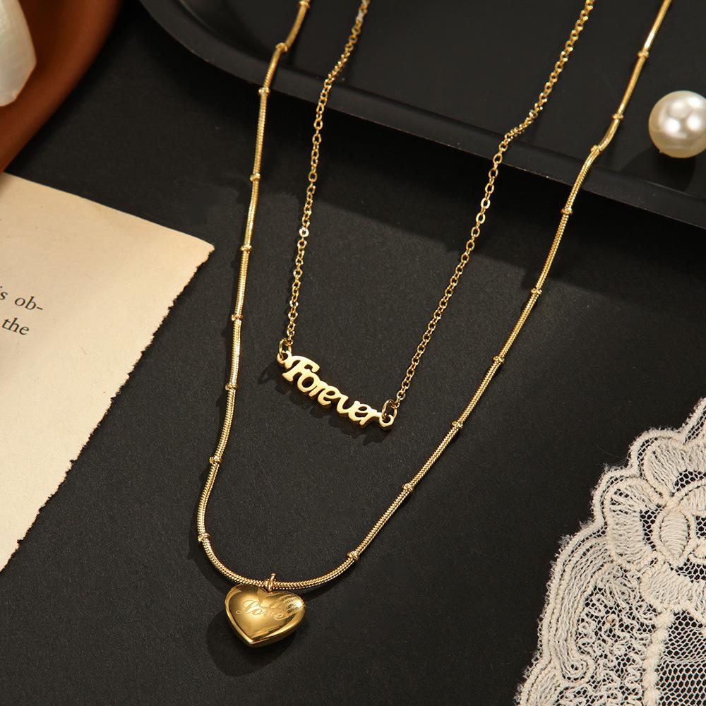 European and American ins simple double-layer love necklace female niche design temperament versatile Foiever necklace jewelry 304 Stainless Steel
European and American ins simple double-layer love necklace female niche design temperament versatile Foiever necklace jewelry 304 Stainless Steel