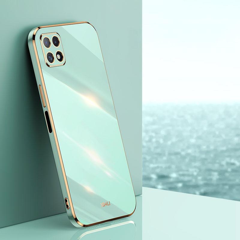 XINLI Phone Case for Samsung Galaxy A22 5G (EU Version),Electroplating Golden Edge Bump Proof TPU Protective Cover Cyan
XINLI Phone Case for Samsung Galaxy A22 5G (EU Version),Electroplating Golden Edge Bump Proof TPU Protective Cover Cyan