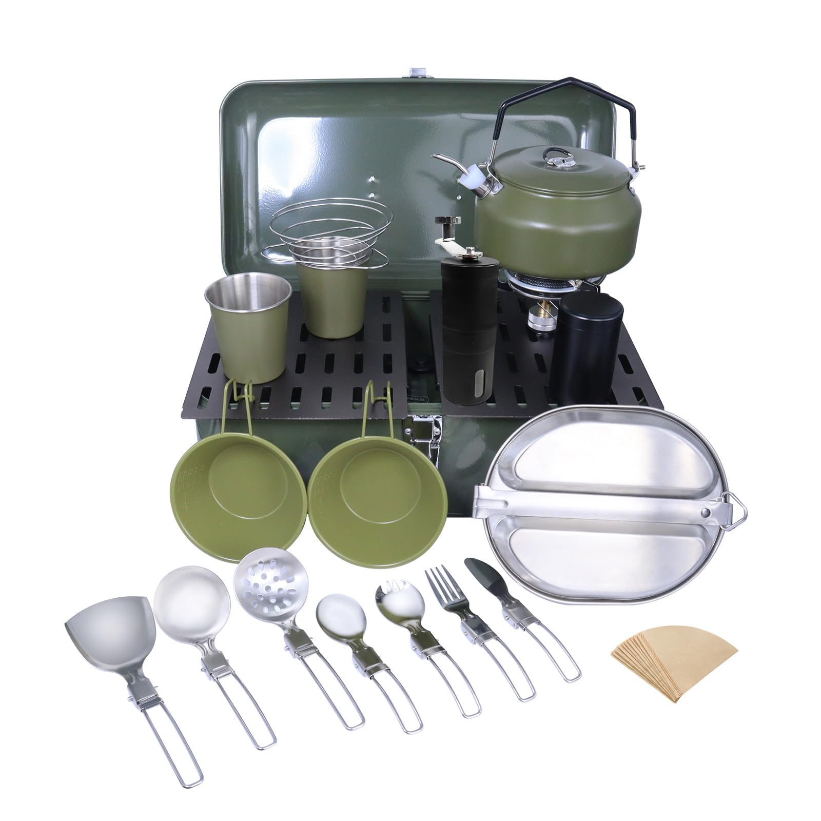 SOTECH Camping Cookware Outdoor Camping Coffee Machine Set with Cooking Utensils Set (Aluminum Table)
SOTECH Camping Cookware Outdoor Camping Coffee Machine Set with Cooking Utensils Set (Aluminum Table)