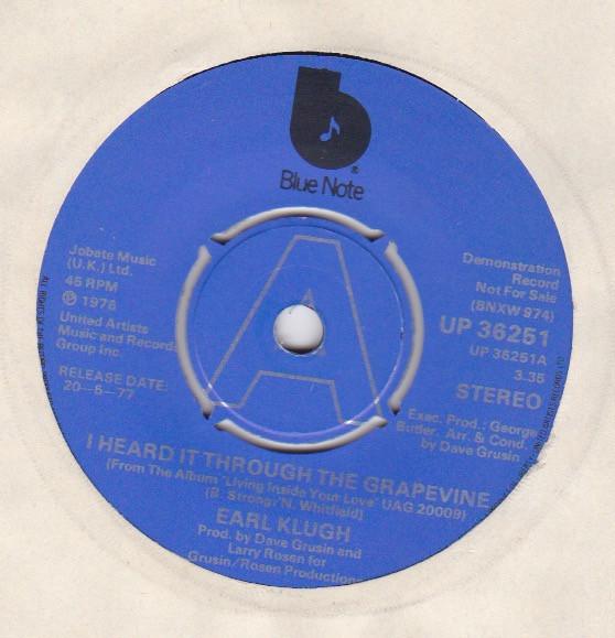 7inch Record EARL KLUGH - I Heard It Through The Grapevine / UP36251 Blue Note 1976 UK Jazz Used
7inch Record EARL KLUGH - I Heard It Through The Grapevine / UP36251 Blue Note 1976 UK Jazz Used