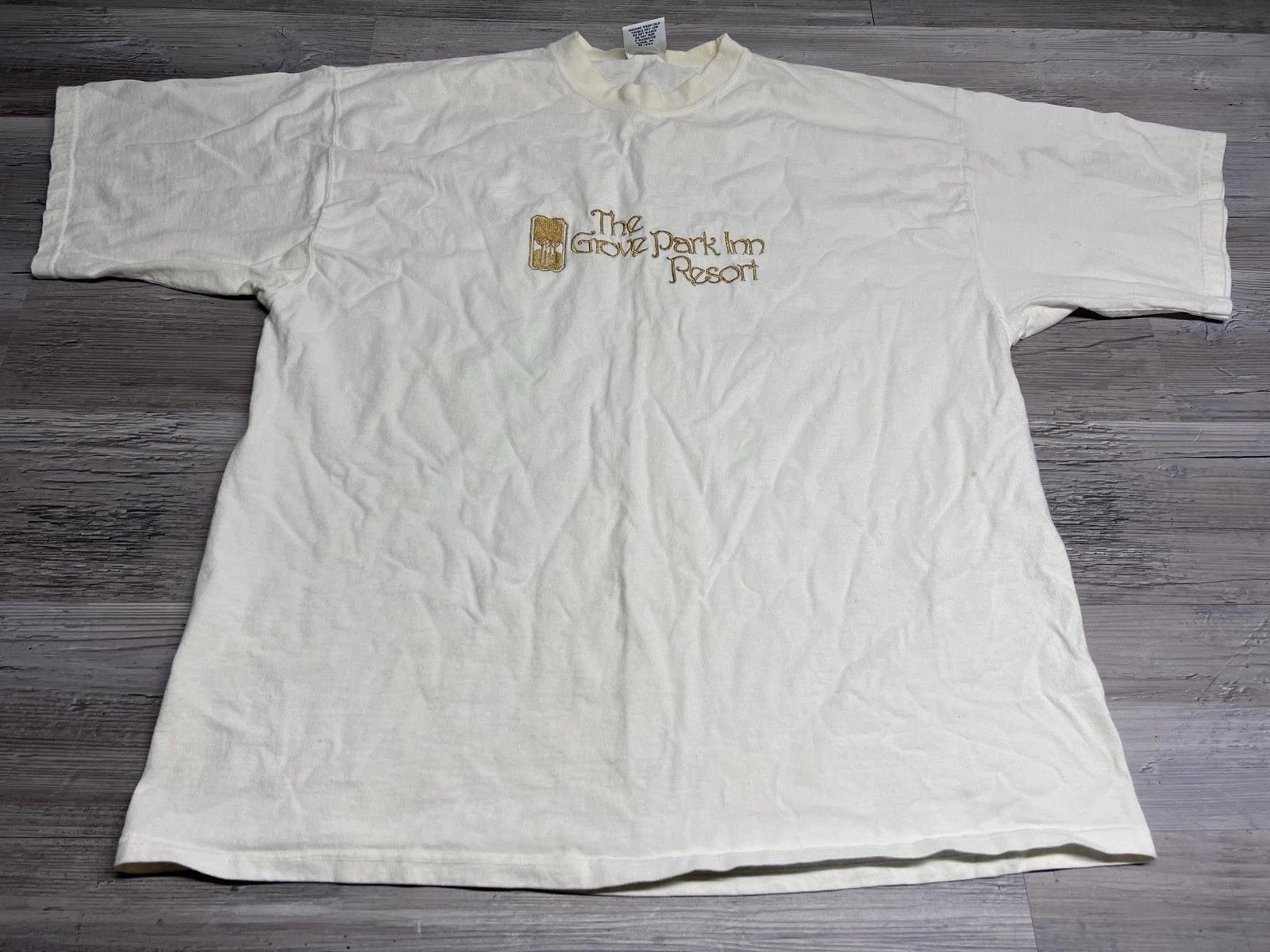 Vintage Oversized Souvenir T-Shirt Gold Embroidered Grove Park Inn Resort XL USA 3XL
Vintage Oversized Souvenir T-Shirt Gold Embroidered Grove Park Inn Resort XL USA 3XL