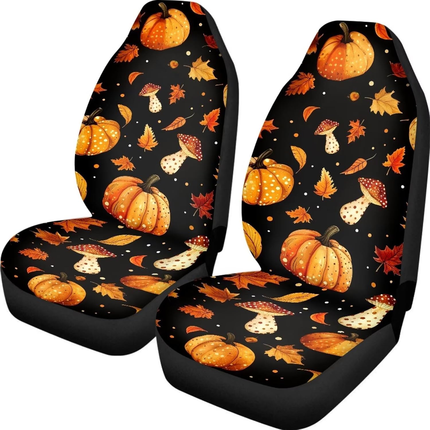 Pumpkin Mushroom Maple Leaf Front Car Seat Covers Protectors 2-Pc Set Graphic Print Auto Seat Covers For Holiday Car Decor
Pumpkin Mushroom Maple Leaf Front Car Seat Covers Protectors 2-Pc Set Graphic Print Auto Seat Covers For Holiday Car Decor