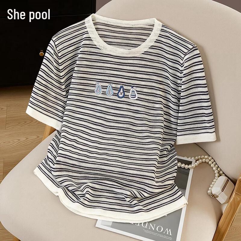 Shechi Women s Round Neck Striped Knitted T-shirt One Size
Shechi Women s Round Neck Striped Knitted T-shirt One Size