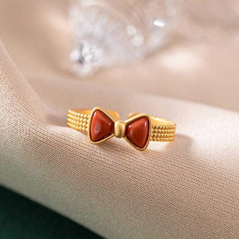 Natural Hetian Jade & South Red Agate Bow Ring - Versatile Open Design for Women. Adjustable Open
Natural Hetian Jade & South Red Agate Bow Ring - Versatile Open Design for Women. Adjustable Open