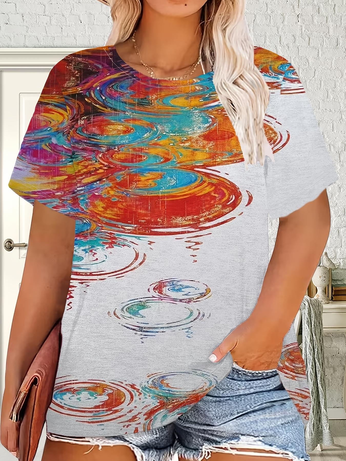 Plus-Size Women S Round-Neck Short-Sleeve T-Shirt with Rainbow Water Ripple Print. Trendy And Cool Top for Summer Street Style S дубильная кора
Plus-Size Women S Round-Neck Short-Sleeve T-Shirt with Rainbow Water Ripple Print. Trendy And Cool Top for Summer Street Style S дубильная кора