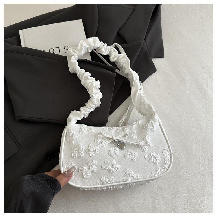Sweet Korean Style Floral Jacquard Underarm Bag Women s Fashion Bow Heart Shoulder Bag with Ruffled Strap білий
Sweet Korean Style Floral Jacquard Underarm Bag Women s Fashion Bow Heart Shoulder Bag with Ruffled Strap білий