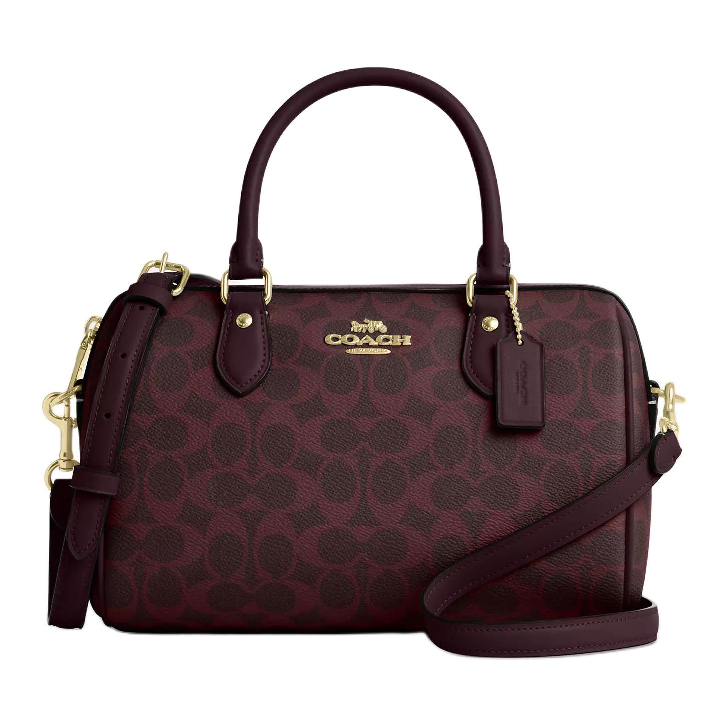 Coach Burgundy Signature Canvas Mini Duffle Bag with Detachable Strap & Gold Hardware for Daily & Travel Use Basic Set (Bag+Dust Bag)
Coach Burgundy Signature Canvas Mini Duffle Bag with Detachable Strap & Gold Hardware for Daily & Travel Use Basic Set (Bag+Dust Bag)