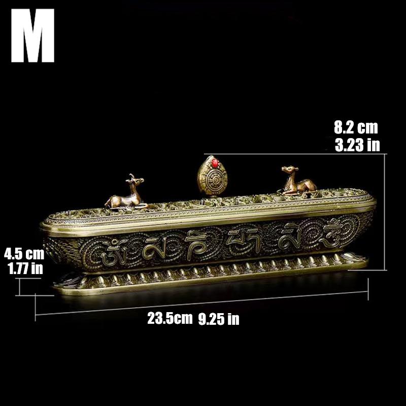Sanskrit Incense Stick Burner Alloy Buddhist Tibetan Indoor Golden Meditation Engraving Temples Smoke Supply Furnace Ornaments
Sanskrit Incense Stick Burner Alloy Buddhist Tibetan Indoor Golden Meditation Engraving Temples Smoke Supply Furnace Ornaments