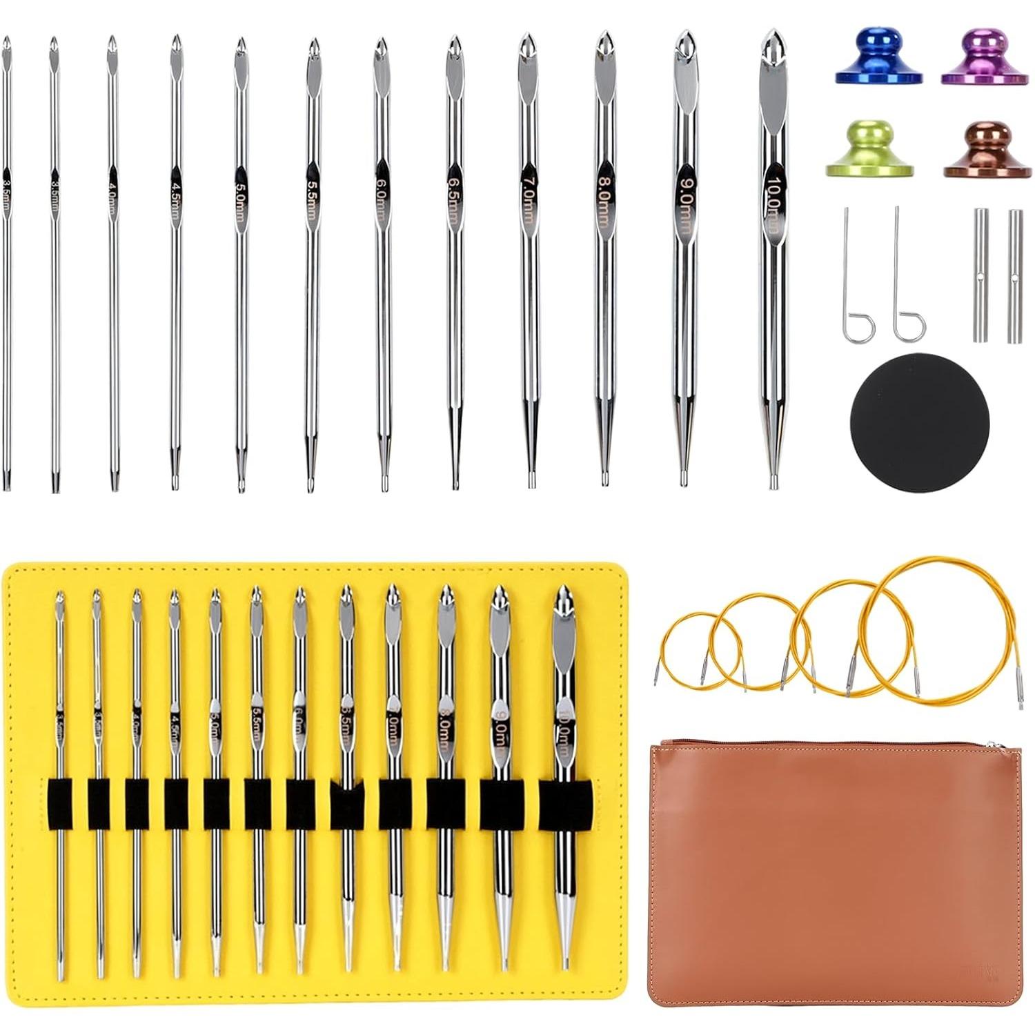 Interchangeable Tunisian Crochet Hook Set (3mm-10mm, 6 Inch),12 Piece Aluminum Ergonomic Hooks with Cables for Afghan, Knitting, Knooking & Stitch, хакі
Interchangeable Tunisian Crochet Hook Set (3mm-10mm, 6 Inch),12 Piece Aluminum Ergonomic Hooks with Cables for Afghan, Knitting, Knooking & Stitch, хакі