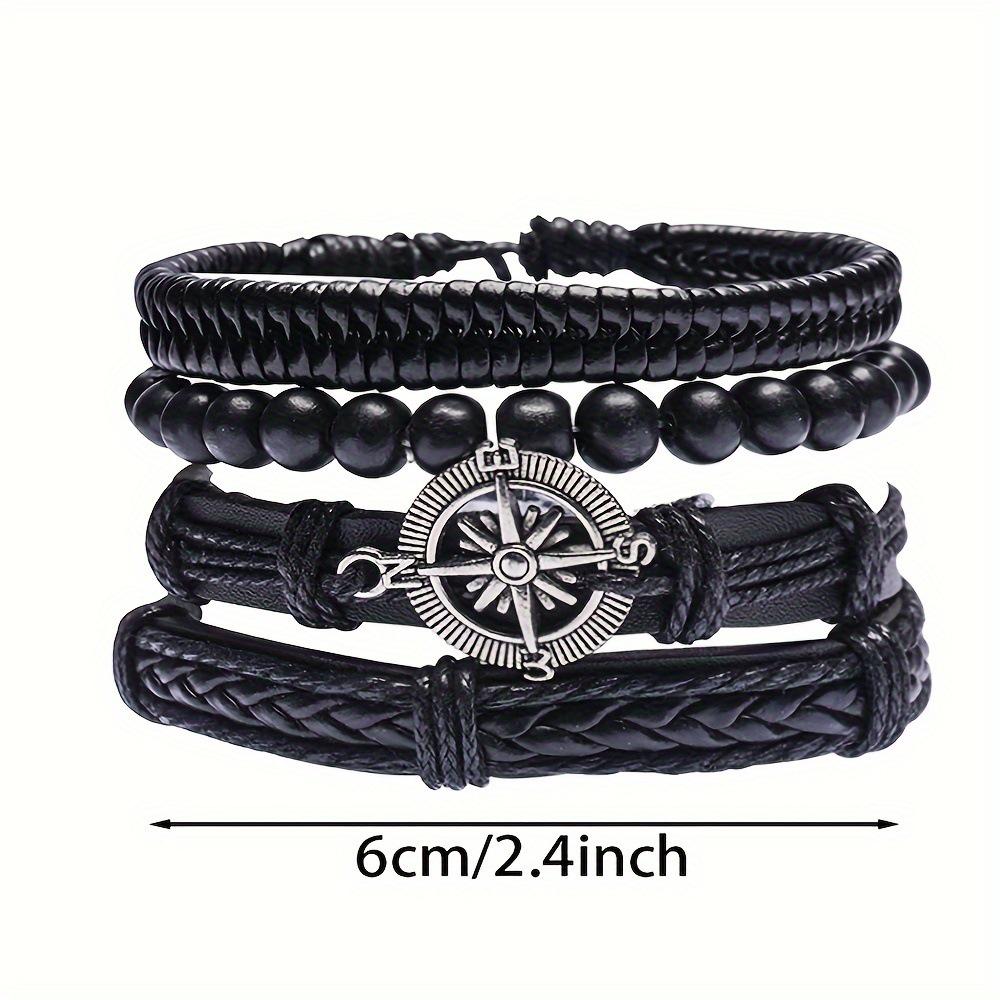 Мужской винтажный многослойный плетеный кожаный браслет с компасом - набор из 4 штук чёрный
Мужской винтажный многослойный плетеный кожаный браслет с компасом - набор из 4 штук чёрный