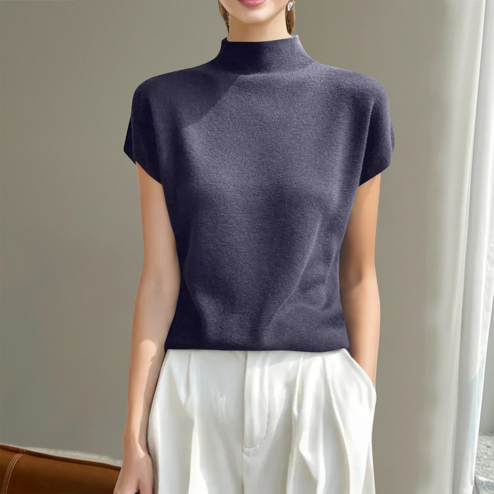 Модная трикотажная футболка с коротким рукавом и полувысоким воротом для женщин M
Модная трикотажная футболка с коротким рукавом и полувысоким воротом для женщин M