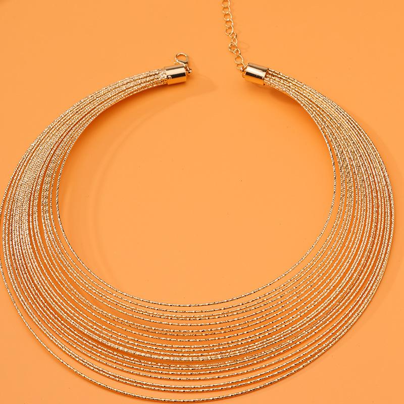 European and American Fashion Personality Gold Multi-layer Line Coil Retro Women s Collar Versatile Beach Resort Style
European and American Fashion Personality Gold Multi-layer Line Coil Retro Women s Collar Versatile Beach Resort Style