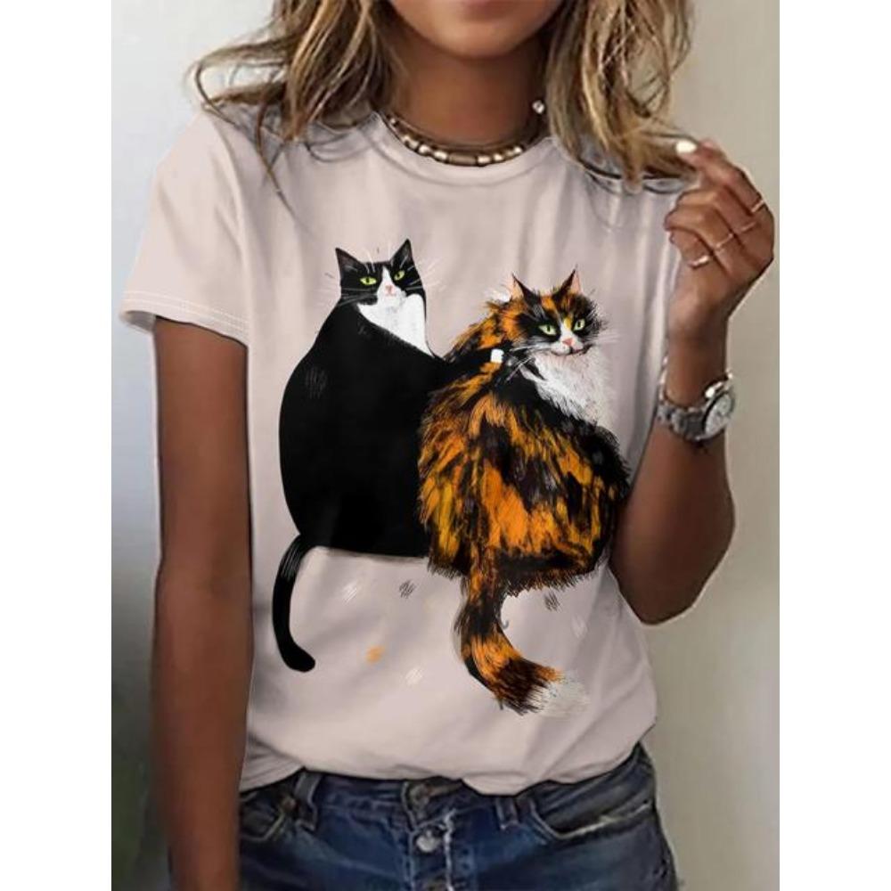 Жіноча футболка Мультяшний принт кота Вінтажний топ великого розміру Каваї Жіночий трендовий одяг Модна футболка з коротким рукавом Футболка з круглим вирізом XL
Жіноча футболка Мультяшний принт кота Вінтажний топ великого розміру Каваї Жіночий трендовий одяг Модна футболка з коротким рукавом Футболка з круглим вирізом XL