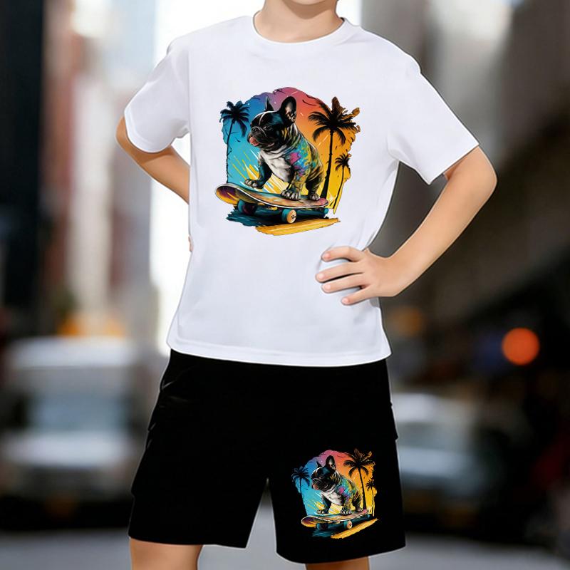 Boys 2 Piece French Bulldog Skateboarding Printed Outfit, Short Sleeve T-Shirt and Shorts Set for Kids Age 5-14,white Sporty Casual Summer Clothes 13-14 Years білий
Boys 2 Piece French Bulldog Skateboarding Printed Outfit, Short Sleeve T-Shirt and Shorts Set for Kids Age 5-14,white Sporty Casual Summer Clothes 13-14 Years білий