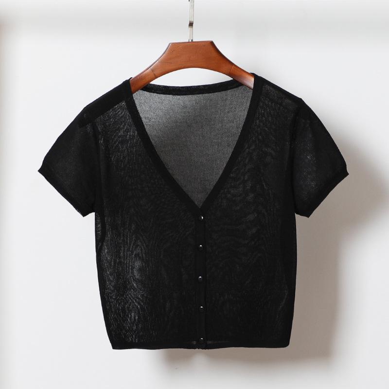 Women s V-Neck Ice Silk Knit Cropped Cardigan Shawl - Short-Sleeve, High-Waisted, Sun Protection, Thin, Solid Color L
Women s V-Neck Ice Silk Knit Cropped Cardigan Shawl - Short-Sleeve, High-Waisted, Sun Protection, Thin, Solid Color L