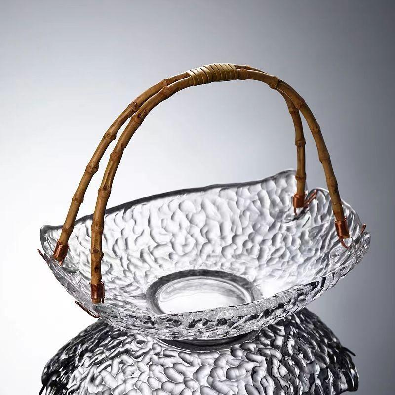 Корзина для фруктов из ротангового стекла в скандинавском стиле, тарелка для закусок, ретро-гостиная, коробка для хранения конфет, легкая, роскошный чайный столик, переносная тарелка для фруктов