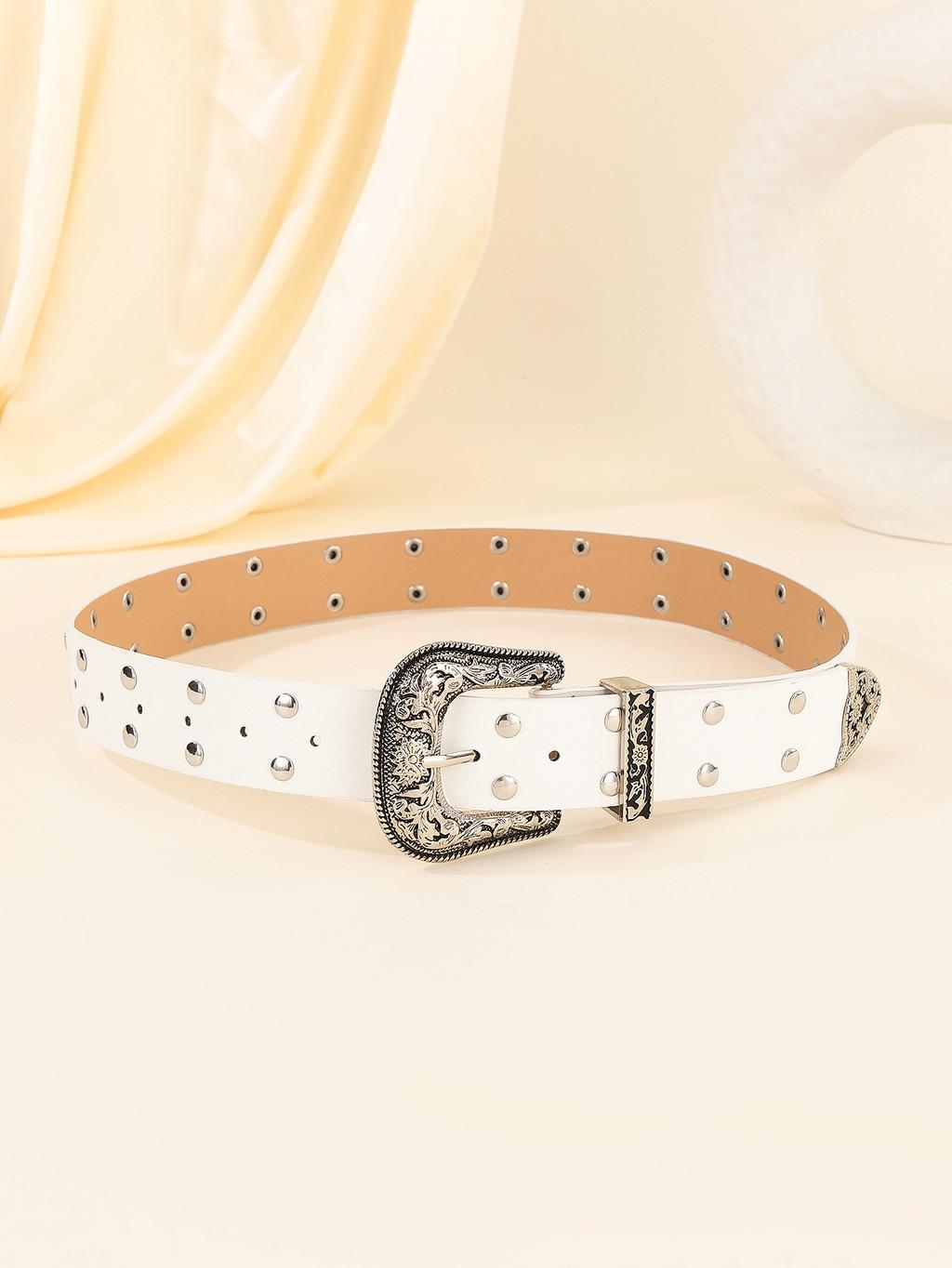 Punk Style Leather Belt For Men And Women With Square Rivets And Alloy Buckle For Casual Wear білий
Punk Style Leather Belt For Men And Women With Square Rivets And Alloy Buckle For Casual Wear білий