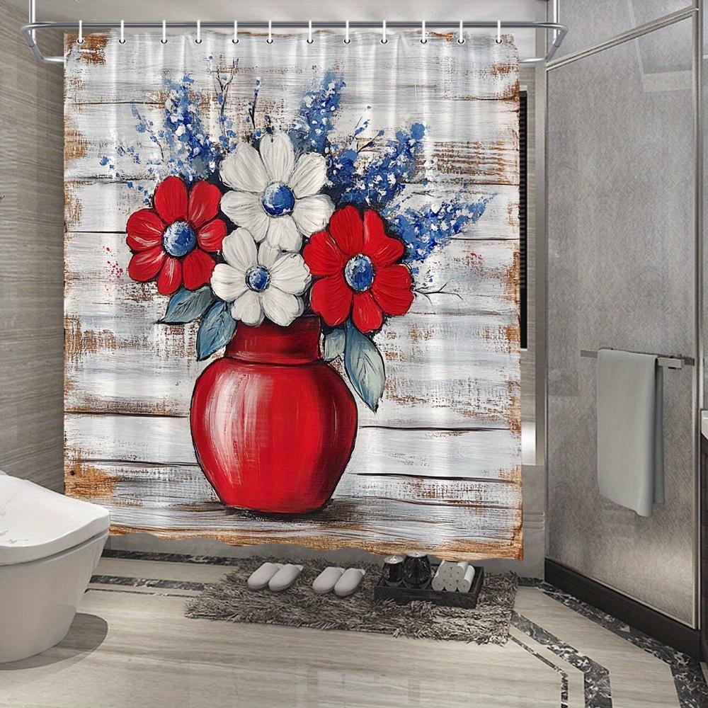 1pc Polyester Shower Curtain - Folk Art Floral Design with Red Ceramic Vase & Rustic Wooden Planks W90XH180cm
1pc Polyester Shower Curtain - Folk Art Floral Design with Red Ceramic Vase & Rustic Wooden Planks W90XH180cm