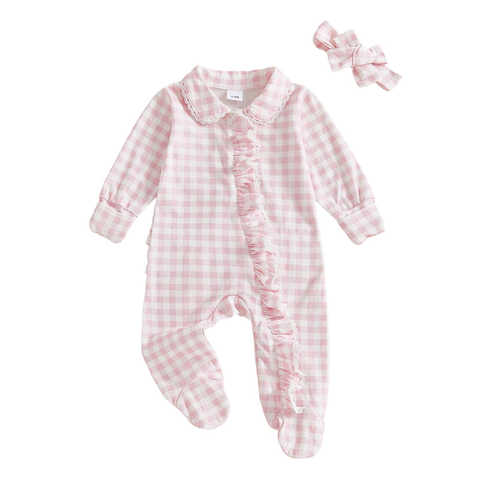 Baby Girl Footed Romper Headband Set Long Sleeve Plaid Print Doll Collar Lace Jumpsuit for Newborns Newborn розовый
Baby Girl Footed Romper Headband Set Long Sleeve Plaid Print Doll Collar Lace Jumpsuit for Newborns Newborn розовый