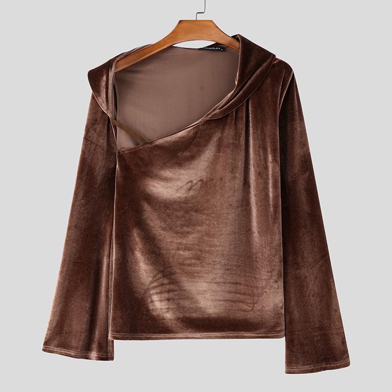 INCERUN Men Sloping Shoulders Long Sleeve Velvet Fitted Tops Party T-shirts 4XL коричневий
INCERUN Men Sloping Shoulders Long Sleeve Velvet Fitted Tops Party T-shirts 4XL коричневий