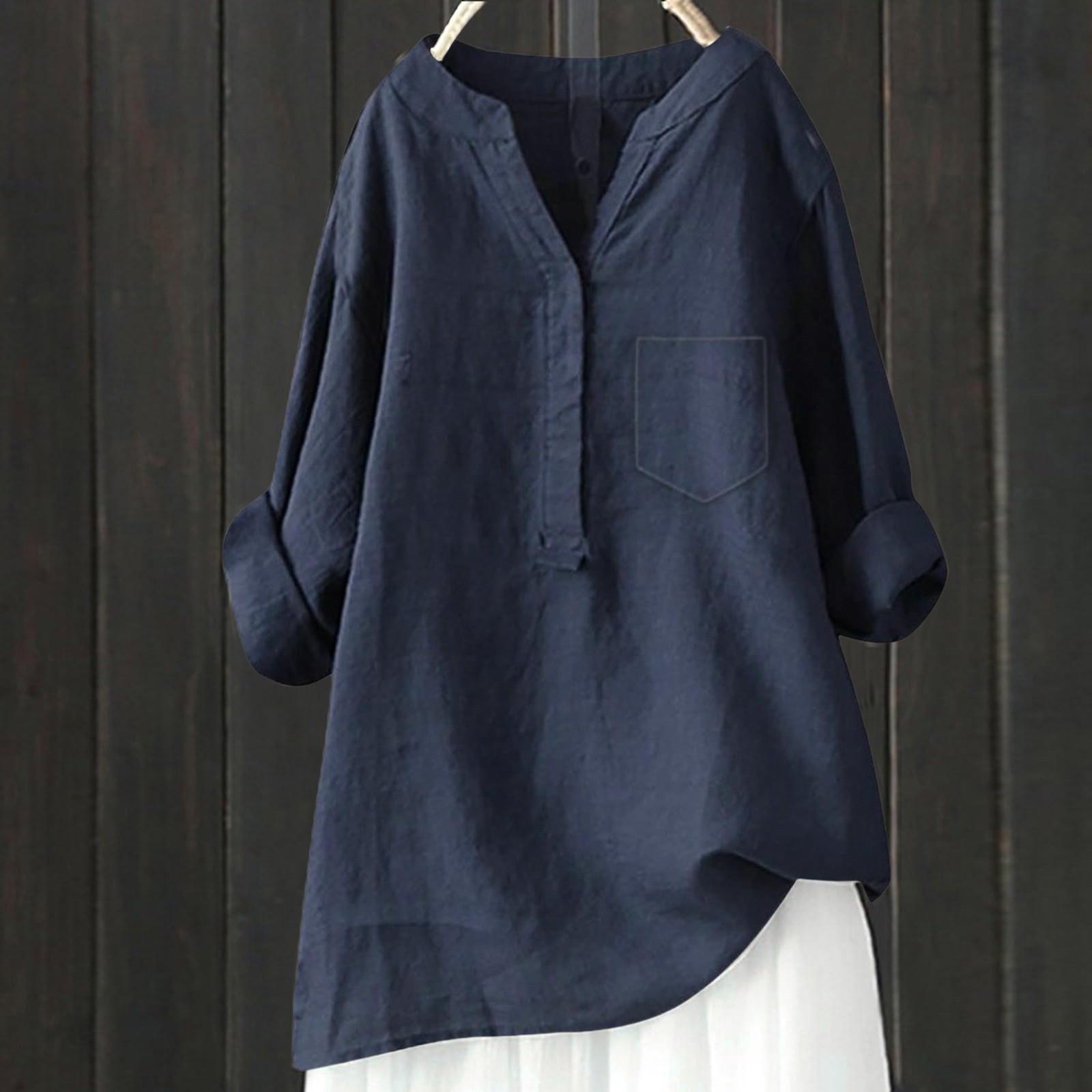 Women s Loose Color Stand Collar Button Long Sleeve Cotton And Linen Top S тёмно-синий
Women s Loose Color Stand Collar Button Long Sleeve Cotton And Linen Top S тёмно-синий