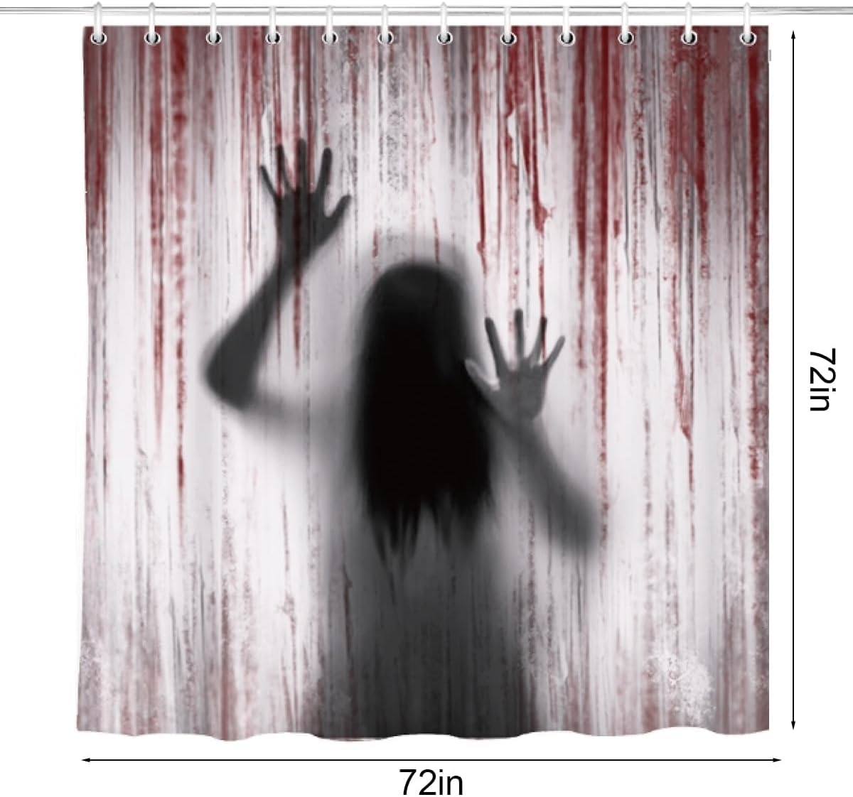 Halloween Shower Curtain Set: Spooky Female Blood Ghost Shadow Horror Bathroom Shower Curtain With Hook, Bloody Handprint W60H190(CM)-1 Pcs
Halloween Shower Curtain Set: Spooky Female Blood Ghost Shadow Horror Bathroom Shower Curtain With Hook, Bloody Handprint W60H190(CM)-1 Pcs