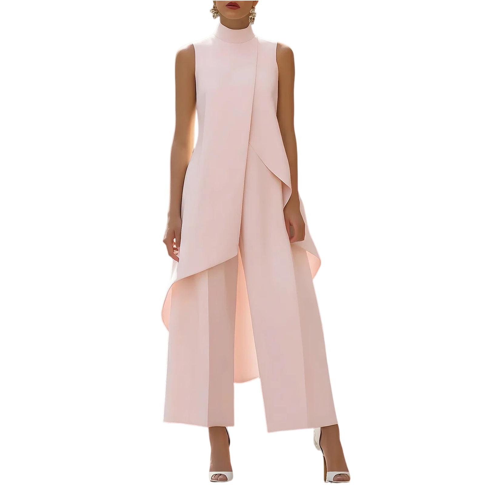 Sleeveless High Neck Layered Top with Asymmetric Hem and Wide Leg Pants Two Piece Set for Women Office Casual XL рожевий
Sleeveless High Neck Layered Top with Asymmetric Hem and Wide Leg Pants Two Piece Set for Women Office Casual XL рожевий