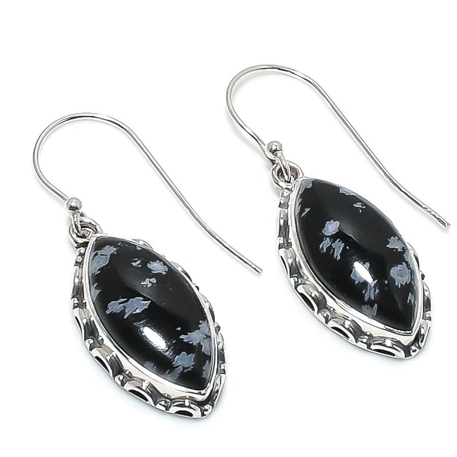 Natural Snowflake Obsidian Gemstone 925 Solid Sterling Silver Earring 1.50 S1c17
Natural Snowflake Obsidian Gemstone 925 Solid Sterling Silver Earring 1.50 S1c17