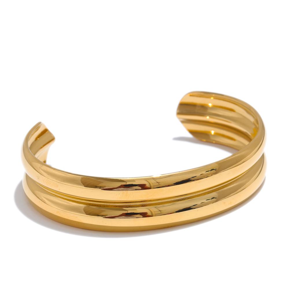 Yhpup 64mm 316L Stainless Steel Metal Double Layer Round Open Bracelet Bangle 18K PVD Plated Waterproof Jewelry Accessories Gift
Yhpup 64mm 316L Stainless Steel Metal Double Layer Round Open Bracelet Bangle 18K PVD Plated Waterproof Jewelry Accessories Gift