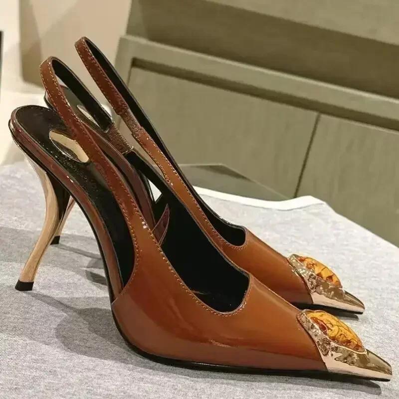 Fashion Luxury Metal Jewel Decoration Heels Women 2025 Sexy Pointed Toe Patent Leather Women Pumps Elegant Banquet High Heeled Sandals 35
Fashion Luxury Metal Jewel Decoration Heels Women 2025 Sexy Pointed Toe Patent Leather Women Pumps Elegant Banquet High Heeled Sandals 35