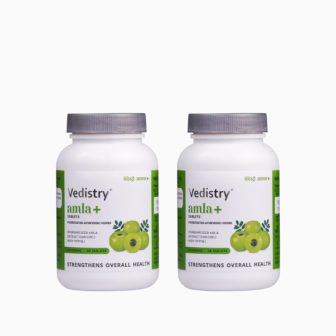 Charak Vedistry Amla+ With Piperine - Immunity & Skin Health, Antioxidant, 100% Pure, 60 Tablets (Pack Of 2)
Charak Vedistry Amla+ With Piperine - Immunity & Skin Health, Antioxidant, 100% Pure, 60 Tablets (Pack Of 2)