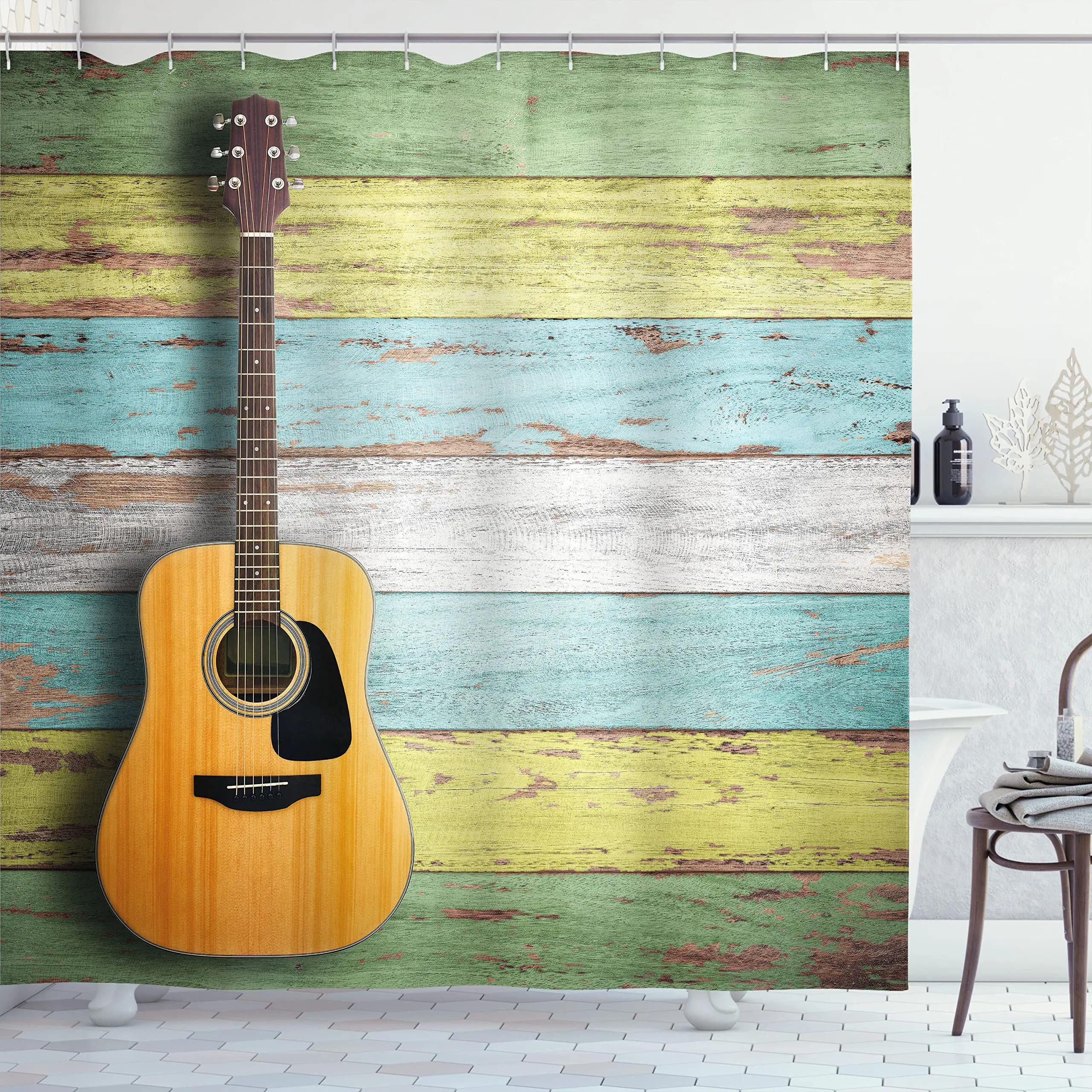 Guitar Printed Shower Curtain Painted Planks Country Design Bathroom Waterproof Fabric Bathtub Screen Decoration With Hooks W60H190(CM)-1 Pcs
Guitar Printed Shower Curtain Painted Planks Country Design Bathroom Waterproof Fabric Bathtub Screen Decoration With Hooks W60H190(CM)-1 Pcs
