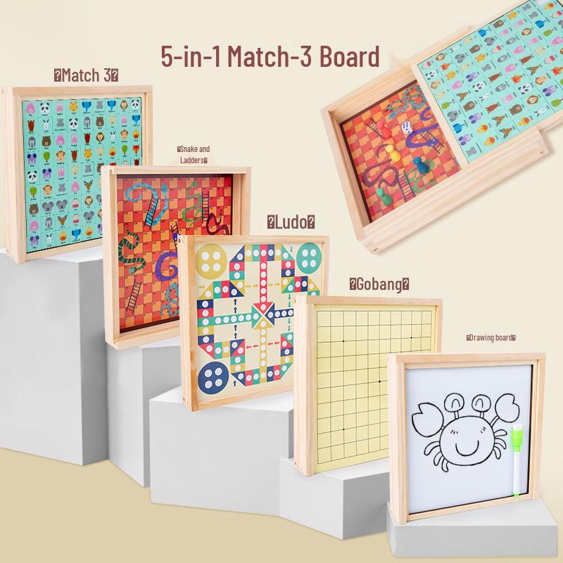 Children s 5-in-1 Wooden Game Set: Flying Chess, Checkers, Gomoku, Multifunctional Educational Toy
Children s 5-in-1 Wooden Game Set: Flying Chess, Checkers, Gomoku, Multifunctional Educational Toy