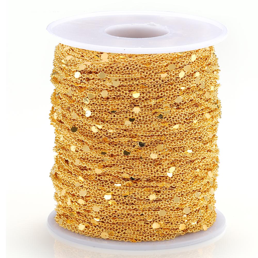 10Meters/Roll Sequins Chain Gold Silver Necklace Chain Copper Cable Chains Jewelry Making Components Bracelet DIY Wholesale 10Meters золотой
10Meters/Roll Sequins Chain Gold Silver Necklace Chain Copper Cable Chains Jewelry Making Components Bracelet DIY Wholesale 10Meters золотой