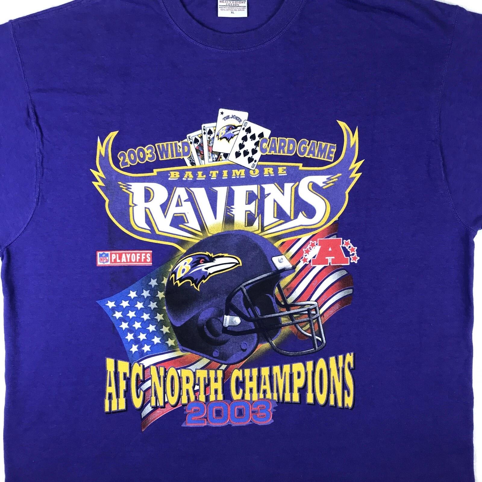 vintage 2003 BALTIMORE RAVENS WILD CARD GAME 2-SIDED T-Shirt XXL nfl football L
vintage 2003 BALTIMORE RAVENS WILD CARD GAME 2-SIDED T-Shirt XXL nfl football L