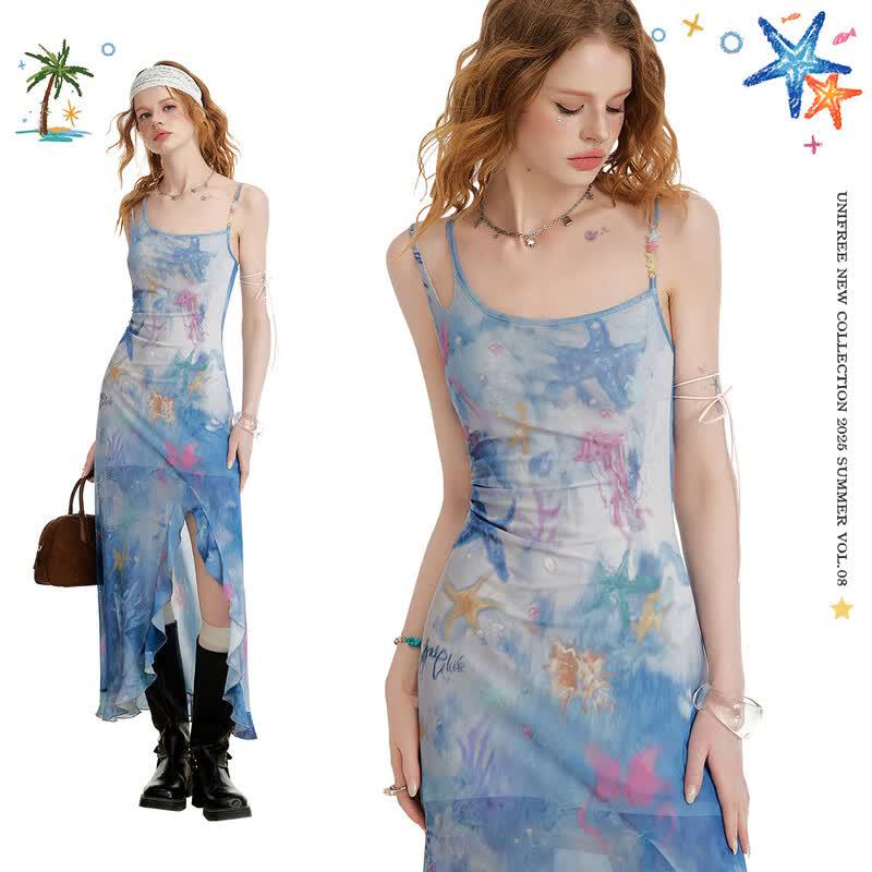 UNIFREE Ocean Print Strappy Maxi Dress L
UNIFREE Ocean Print Strappy Maxi Dress L