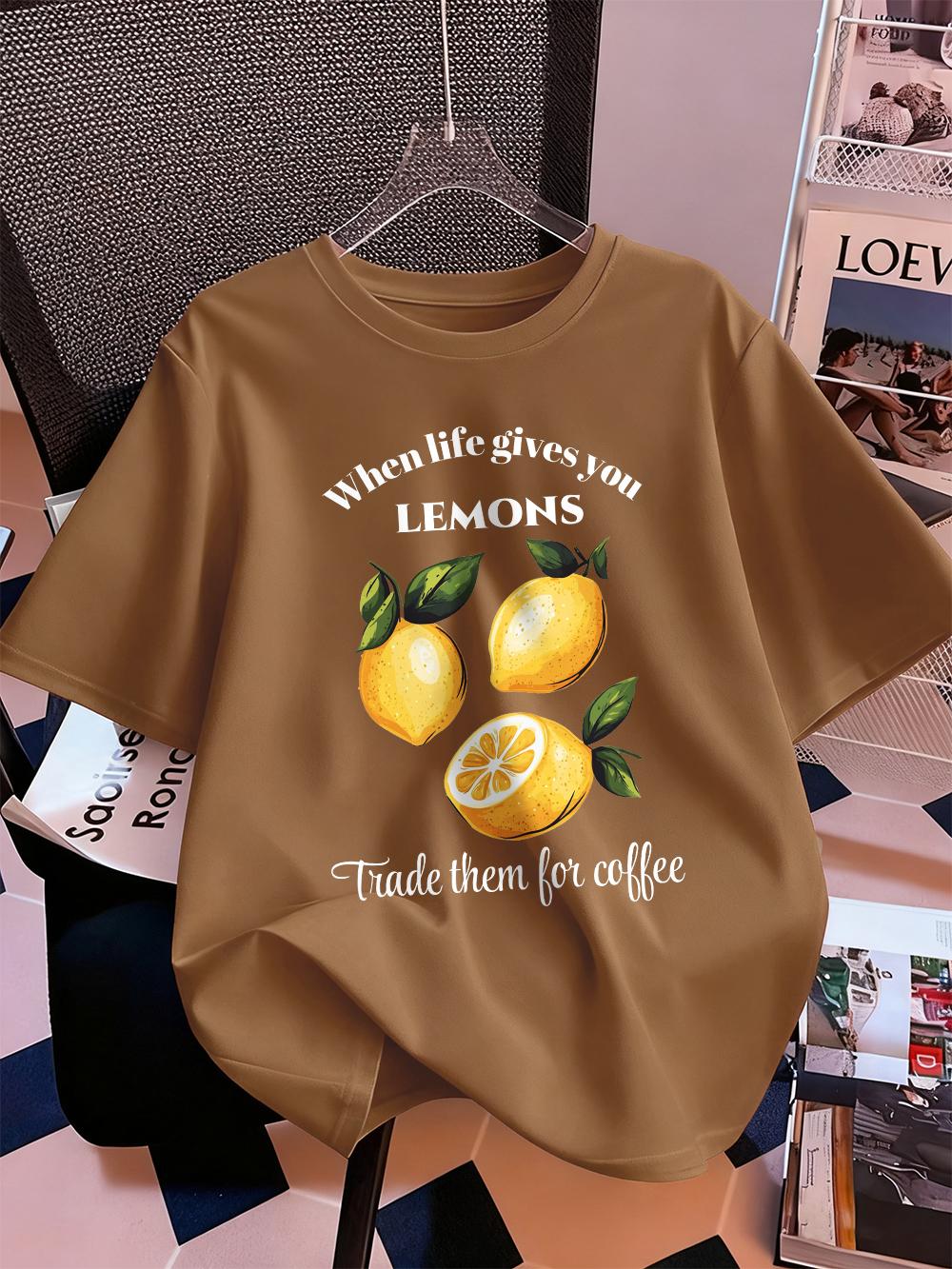 Life Gives Lemons Trade Got Coffee Print TShirts Womens Summer Cotton Short Sleeve T Shirt ONeck Soft Loose Tops Basic Clothes S
Life Gives Lemons Trade Got Coffee Print TShirts Womens Summer Cotton Short Sleeve T Shirt ONeck Soft Loose Tops Basic Clothes S