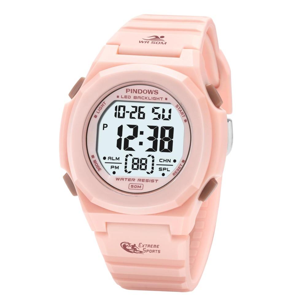The women s digital sports watch is water resistant to 50 meters and features an LED backlight, calendar, alarm clock, stopwatch. makes a PINDOWS
The women s digital sports watch is water resistant to 50 meters and features an LED backlight, calendar, alarm clock, stopwatch. makes a PINDOWS