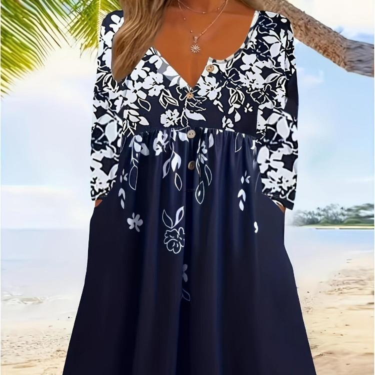 Модное летнее платье с цветочным принтом, свободного кроя, с длинными рукавами и круглым вырезом, новый темперамент S синий
Модное летнее платье с цветочным принтом, свободного кроя, с длинными рукавами и круглым вырезом, новый темперамент S синий