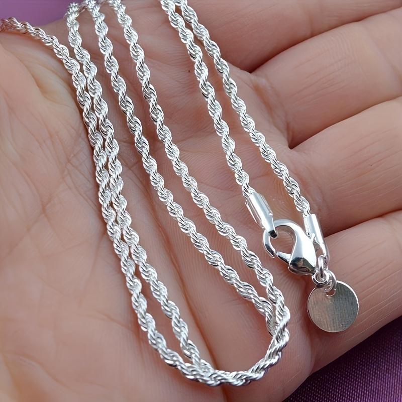 1pc Gorgeous Silvery Twisted Rope Chain Necklace, Long Sweater Chain For DIY Pendant Necklace 16 Inches
1pc Gorgeous Silvery Twisted Rope Chain Necklace, Long Sweater Chain For DIY Pendant Necklace 16 Inches