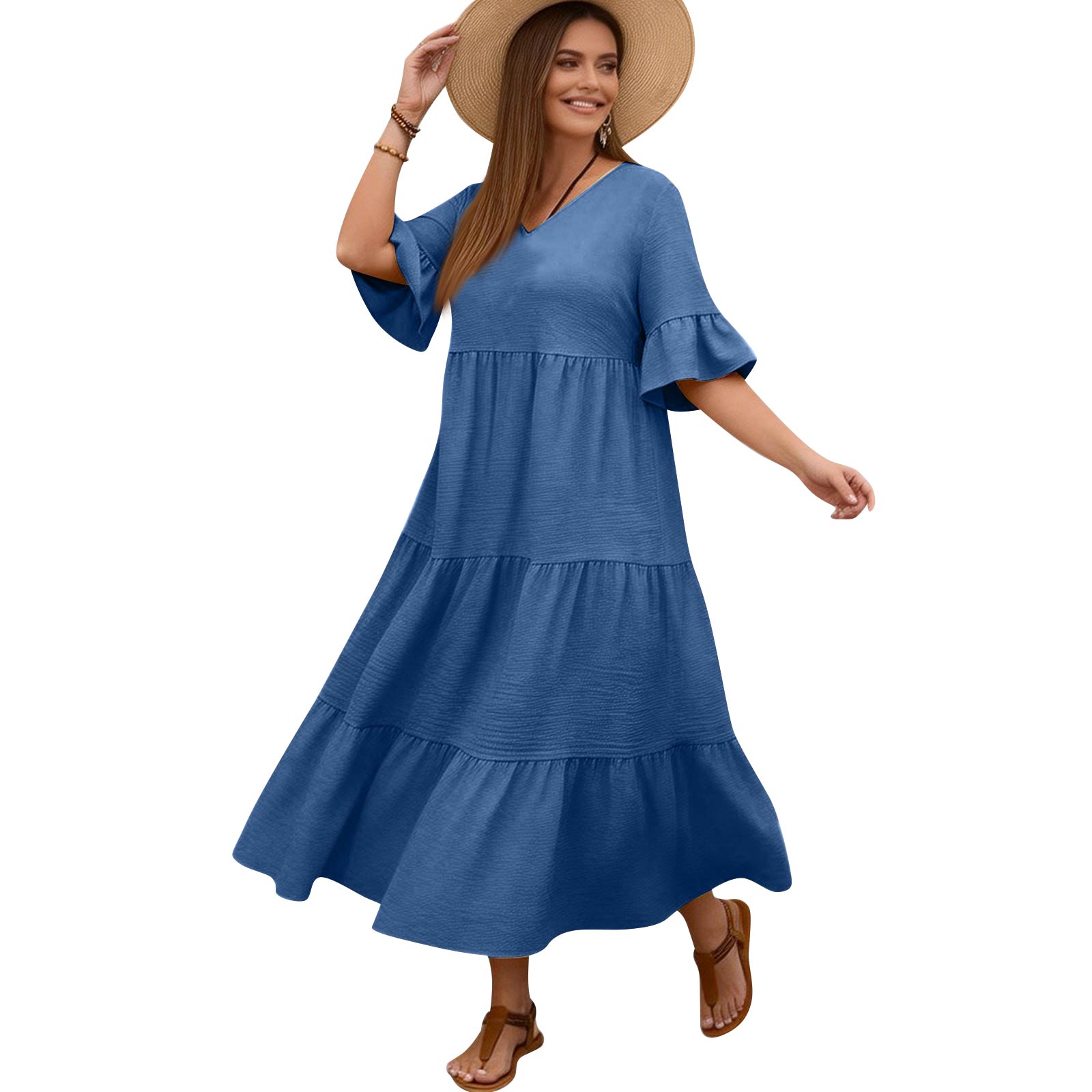 Women s Plus Size Casual Loose Fit V Neck Short Sleeve Long Length Full Skirt Dress XXXXXL
Women s Plus Size Casual Loose Fit V Neck Short Sleeve Long Length Full Skirt Dress XXXXXL