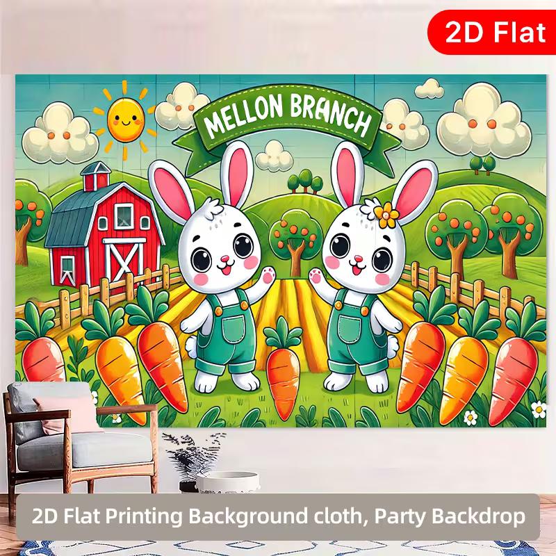 2D Flat Cartoon Farm Party Backdrop, Mellon Branch Bunnies & Barn Photo Banner 47.2x31.5inch/120*80cm
2D Flat Cartoon Farm Party Backdrop, Mellon Branch Bunnies & Barn Photo Banner 47.2x31.5inch/120*80cm
