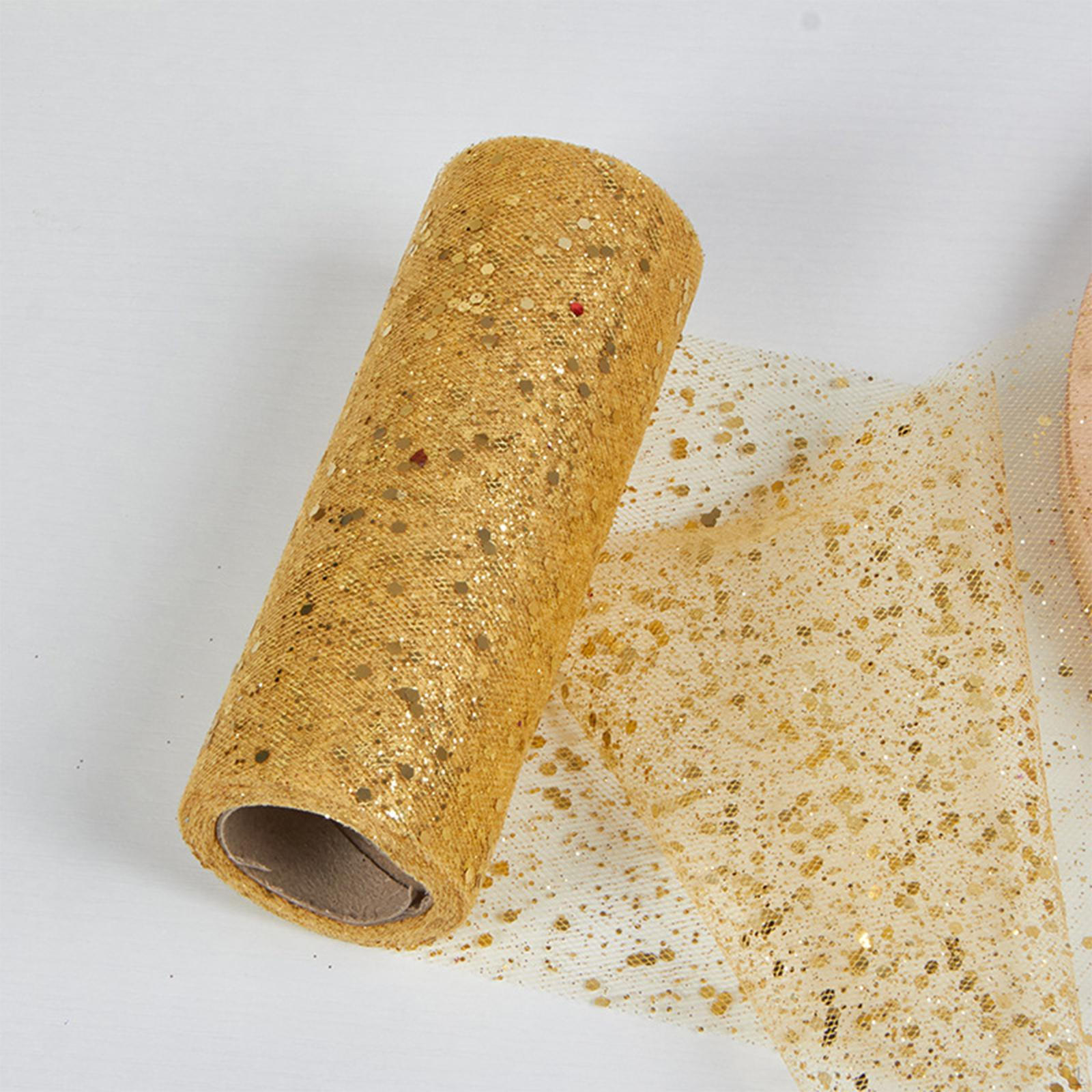 Блестящая тюлевая сетчатая лента 10 ярдов, новинка, легкая, с блестками для одежды золотой