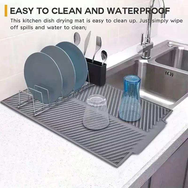 Silicone Dish Draining Mat Eco Friendly Dish Drying Mat Kitchen Counter Anti-Skid Heat Insulation Pad Sink Drainer Mat Dense Dra S світло-сірого кольору
Silicone Dish Draining Mat Eco Friendly Dish Drying Mat Kitchen Counter Anti-Skid Heat Insulation Pad Sink Drainer Mat Dense Dra S світло-сірого кольору